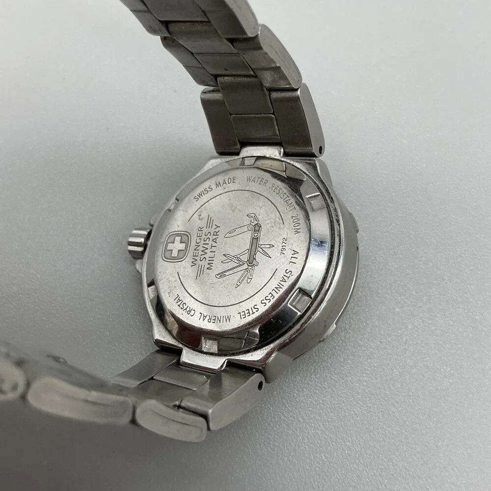 Wenger Swiss Military Womens Watch 30mm Black Dial 200m Stainless New Battery 7